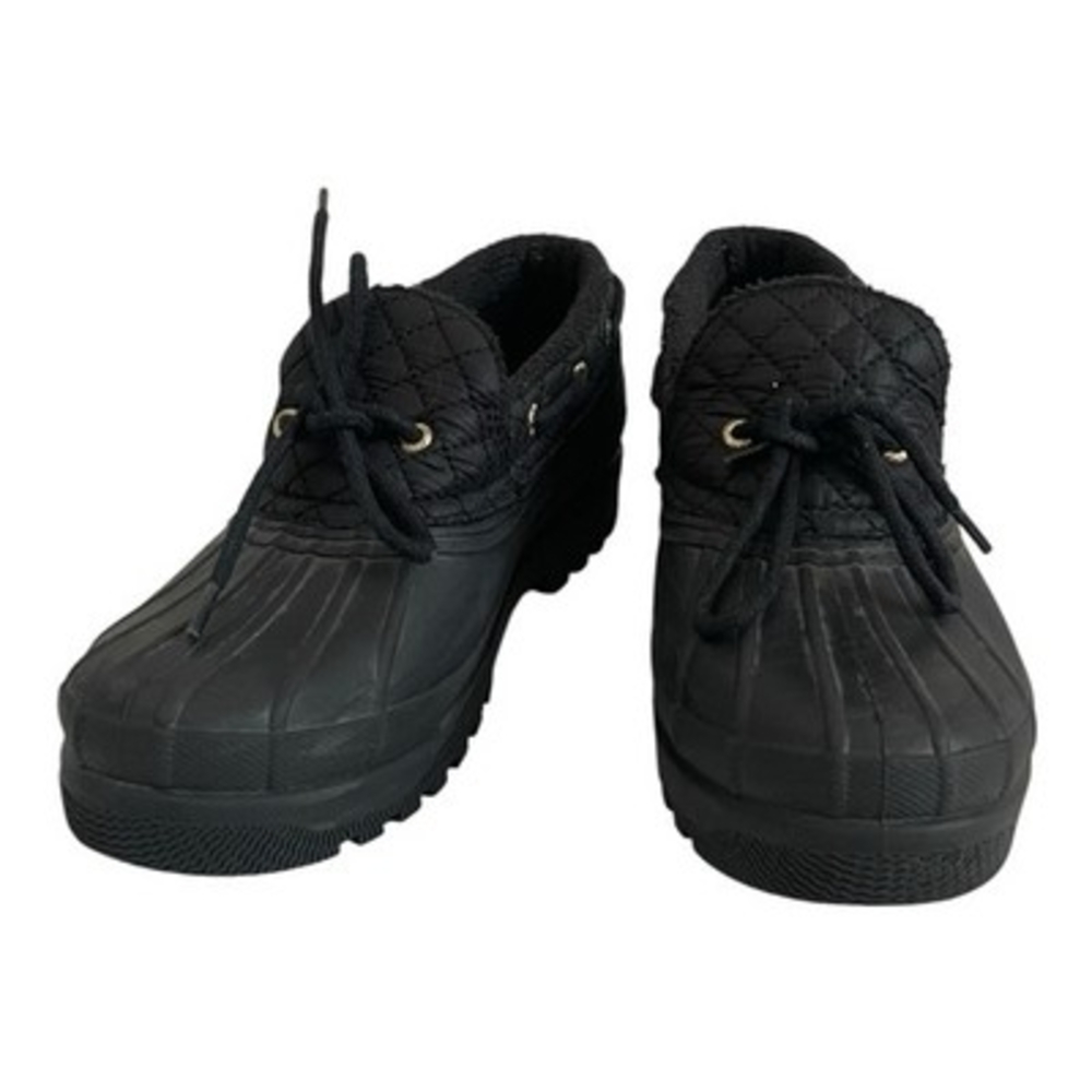 Sperry Top Sider Black Quilted Duck Boots Waterproof Rubber Womens 7.5 VG - Picture 4 of 8
